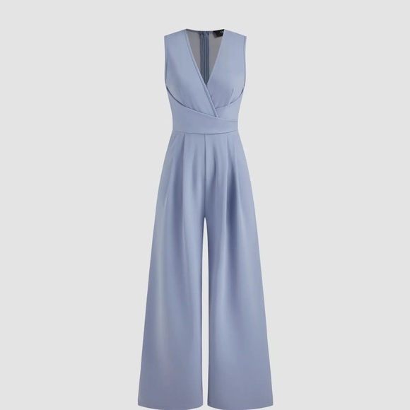 Cider Pants - CIDER V-NECK WRAP ZIPPER WIDE LEG JUMPSUIT Size Small